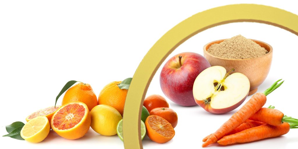 Carrot, apple and citrus fibers